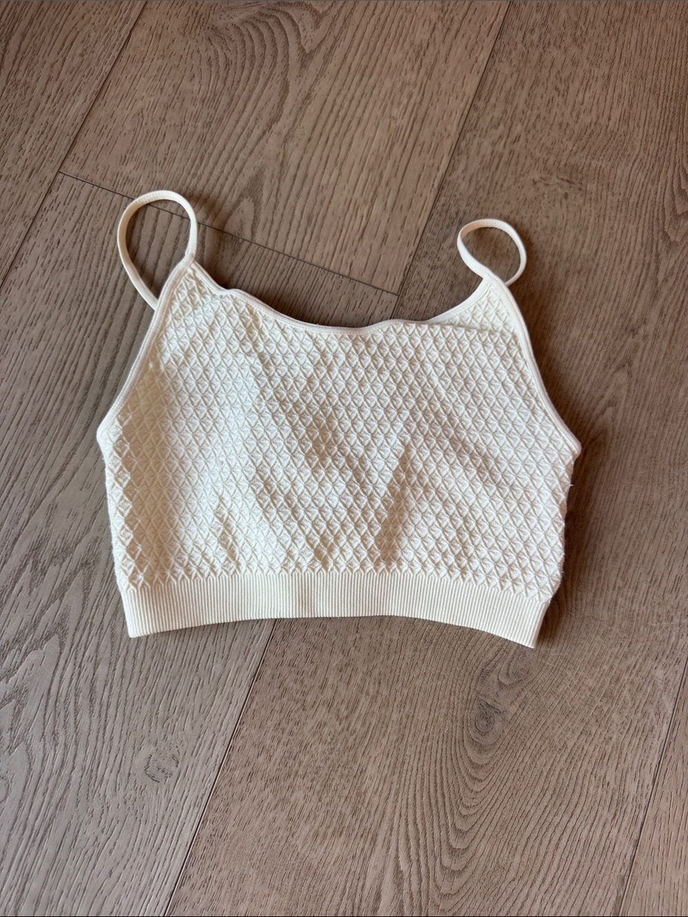 Cream Textured Cropped tank
